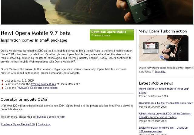 Opera Mobile 9.7釋出！！附上分流下載點！ - 電腦王阿達