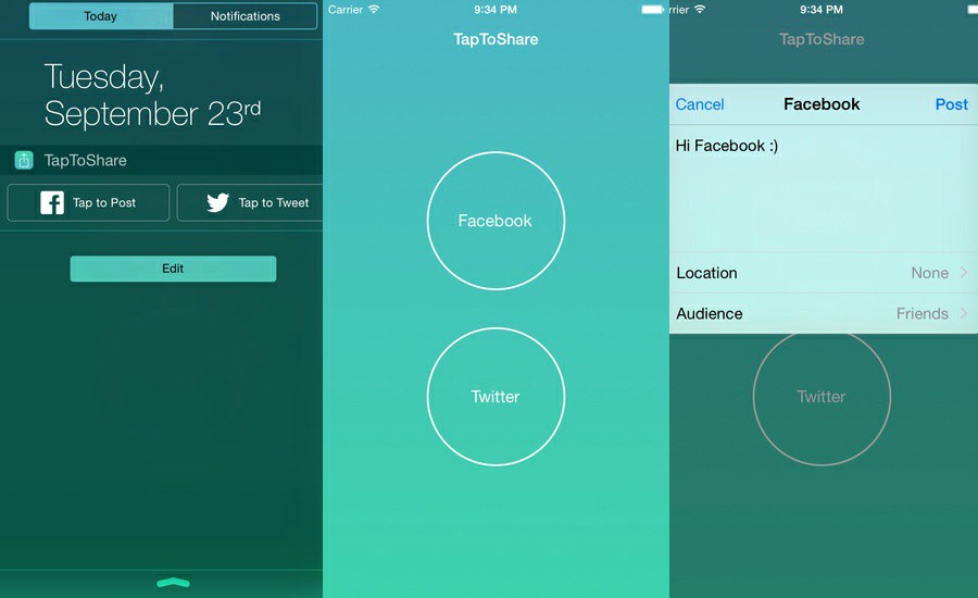 【免JB】十款免費 iOS 8 通知中心 Widget APP 推薦! - 電腦王阿達 taptoshare-ios-8-facebook-twitter