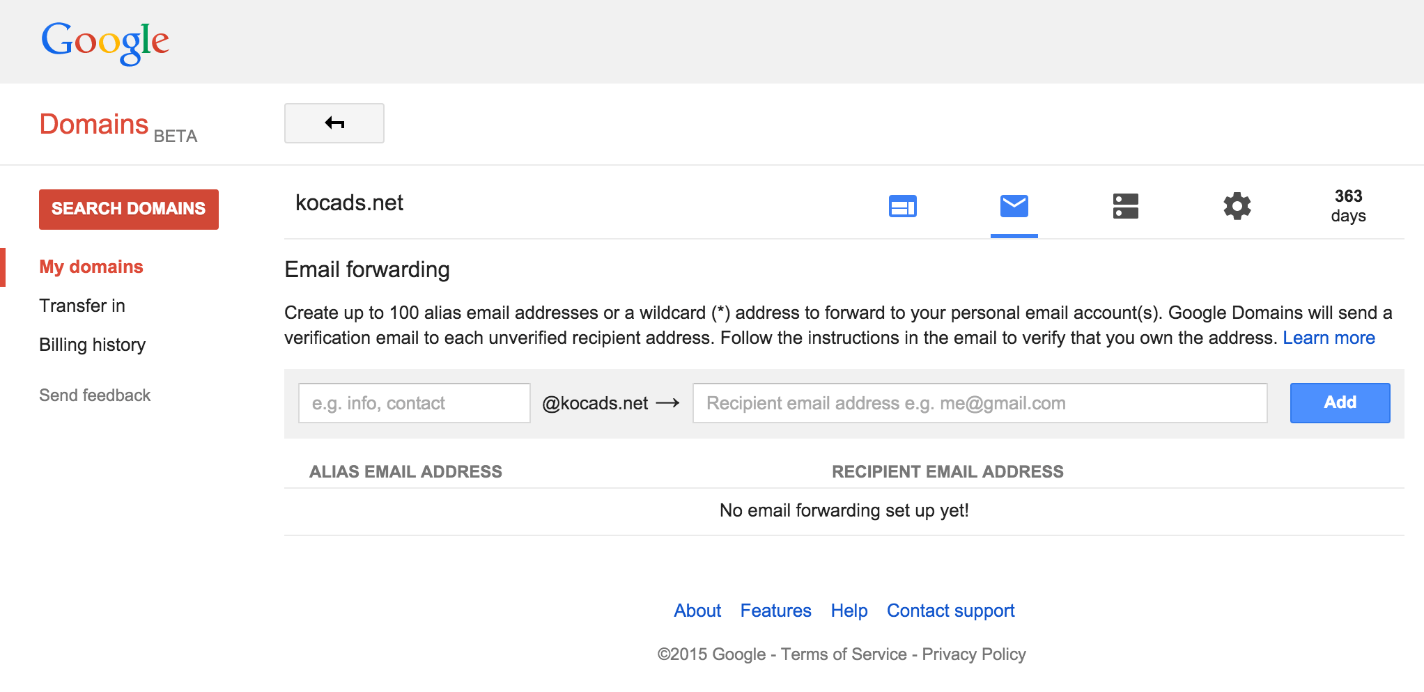 Google Domains 免費電子郵件轉發服務使用教學 - 電腦王阿達 螢幕快照 2015-07-21 下午4.19.08