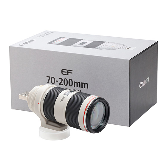 日本Canon推出完全等比例縮小的5DS與小白鏡USB隨身碟!根本跟實機一模一樣 - 電腦王阿達 MUSB-EF-70-200_box