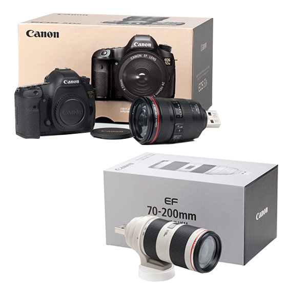 日本Canon推出完全等比例縮小的5DS與小白鏡USB隨身碟!根本跟實機一模一樣 - 電腦王阿達 set