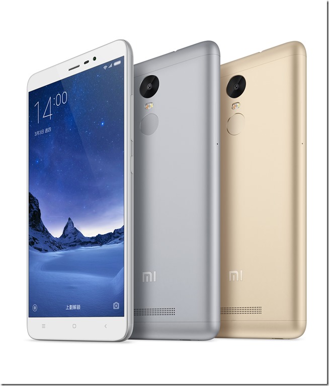 紅米 Note 3採全金屬機身,推出金色、深灰色、銀色三款經典色系,4月1日起於中華電信、遠傳電信、台灣之星同步開賣。 紅米 Note 3採全金屬機身,推出金色、深灰色、銀色三款經典色系,4月1日起於中華電信、遠傳電信、台灣之星同步開賣。