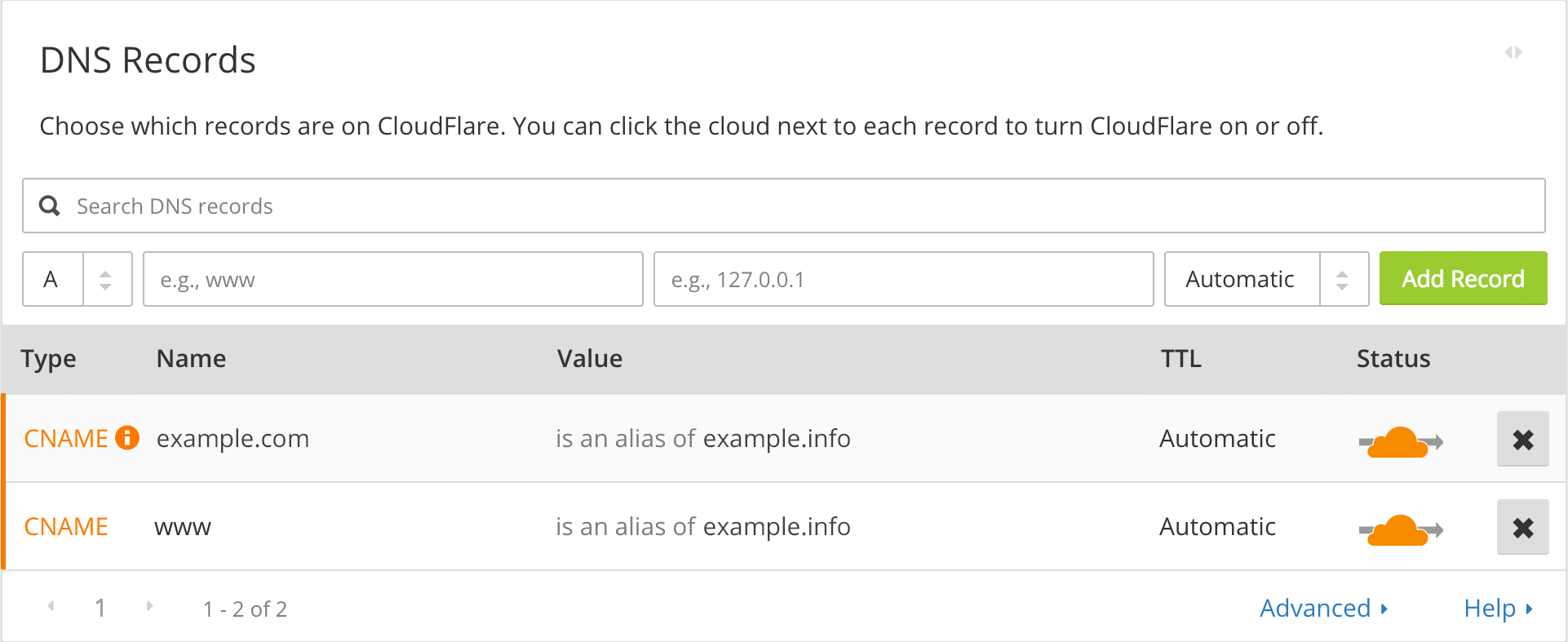 CloudFlare 免費幫你的網站加速、減省主機流量以及防止惡意攻擊 - 電腦王阿達 dns-records-table