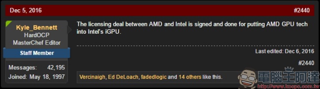 AMD 真的要賣 GPU 給 Intel CPU 用？HardOCP 主編 Kyle_Bennett 很肯定 - 電腦王阿達