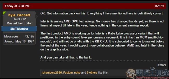 AMD 真的要賣 GPU 給 Intel CPU 用?HardOCP 主編 Kyle_Bennett 很肯定 - 電腦王阿達 AMD 真的要賣 GPU 給 Intel CPU 用?HardOCP 主編 Kyle_Bennett 很肯定 - 電腦王阿達