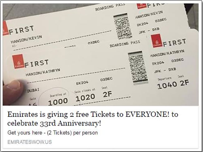 Facebook 上 免費送亞航、阿聯酋機票 是騙人的！免費的最貴，請不要到處亂轉亂點 - 電腦王阿達