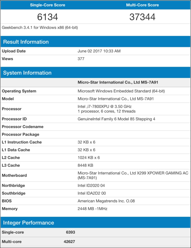 Core i7-7800X Core i7-7800X