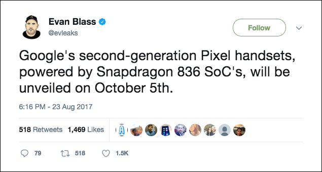 爆料大神透漏 Pixel 2 與 Pixel XL 2 的發表時間 ,預計 10 月 5 日發表 - 電腦王阿達 爆料大神透漏 Pixel 2 與 Pixel XL 2 的發表時間 ,預計 10 月 5 日發表 - 電腦王阿達