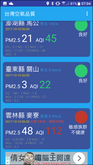 空氣品質隨時注意,加上 台灣空氣品質 App 幫你推播提醒空氣變差 - 電腦王阿達 空氣品質隨時注意,加上 台灣空氣品質 App 幫你推播提醒空氣變差 - 電腦王阿達