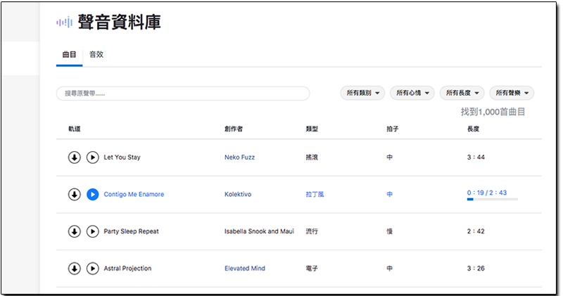 Facebook 聲音資料庫 Facebook 聲音資料庫