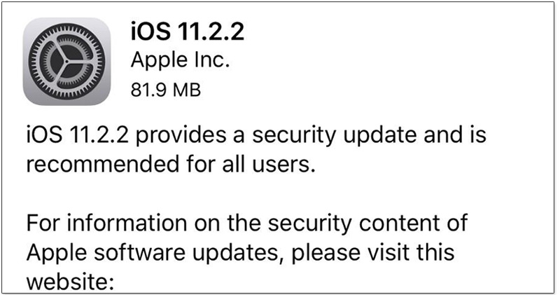 iOS 11.2.2 iOS 11.2.2
