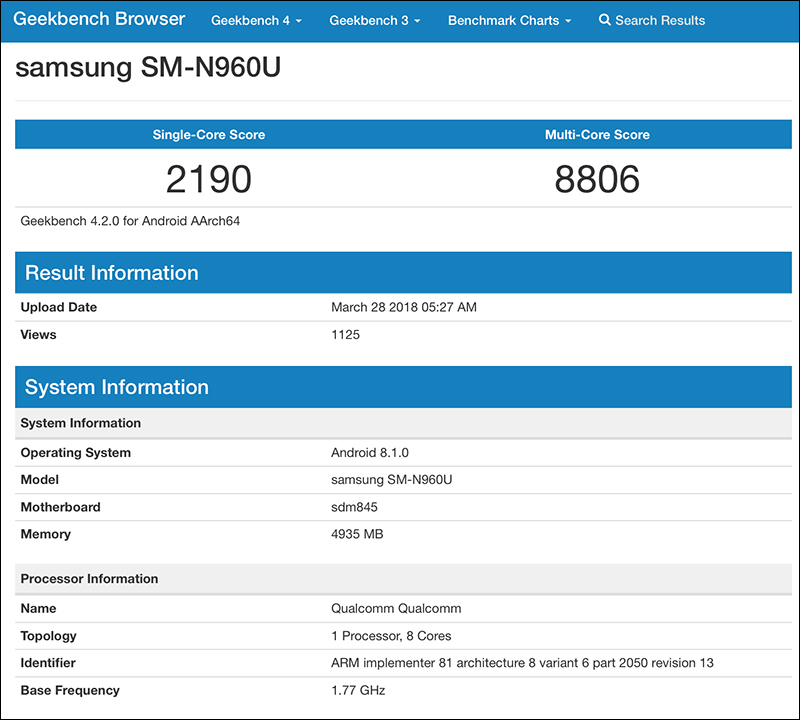 Samsung Galaxy Note 9 跑分首度現身 Geekbench - 電腦王阿達 Samsung Galaxy Note 9 跑分首度現身 Geekbench - 電腦王阿達