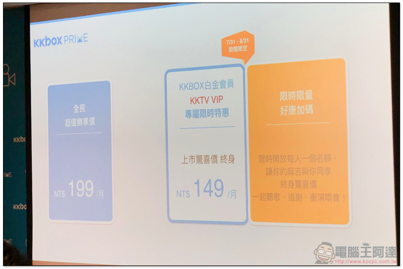 晉級全方位平台 「KKBOX Prime」超級娛樂包 整合旗下影音與 KKLIVE 服務 - 電腦王阿達 晉級全方位平台 「KKBOX Prime」超級娛樂包 整合旗下影音與 KKLIVE 服務 - 電腦王阿達