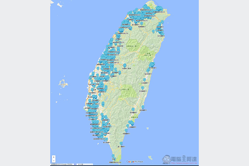ionex 充換電站地圖 被神人搶先 Google Maps 化，初期 1,400 站在哪一目瞭然 - 電腦王阿達