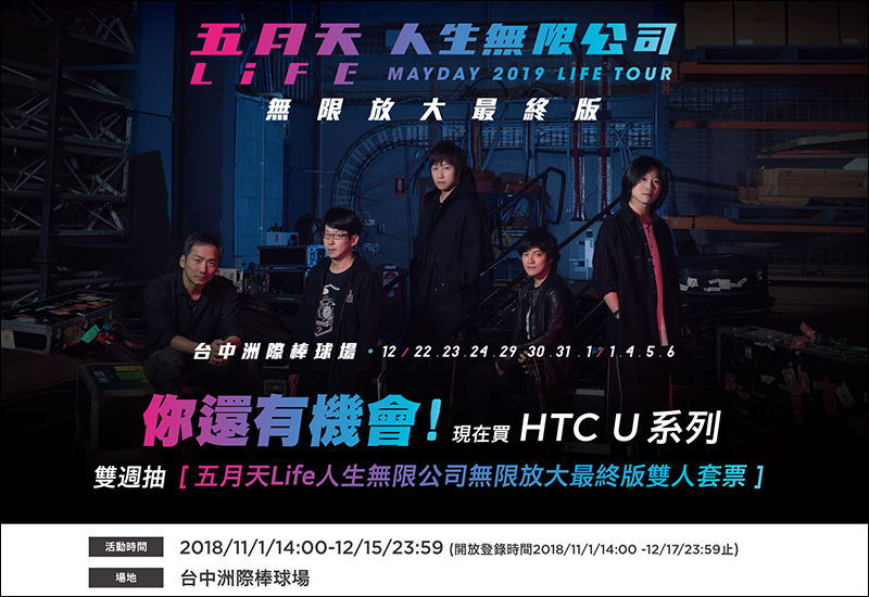 HTC U11 EYEs 11/7-11/8 限時降價 2000 元，還有機會獲得五月天演唱會門票 - 電腦王阿達