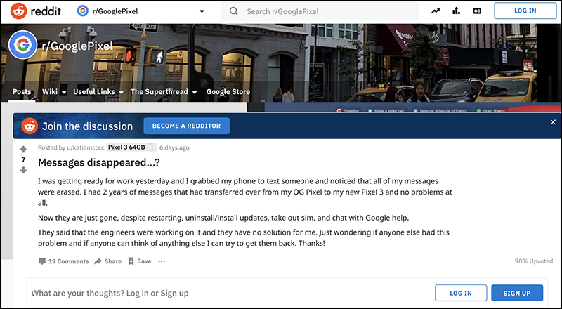Google Pixel 3 / Pixel 3 XL 再傳 BUG :訊息會莫名消失 - 電腦王阿達 Google Pixel 3 / Pixel 3 XL 再傳 BUG :訊息會莫名消失 - 電腦王阿達