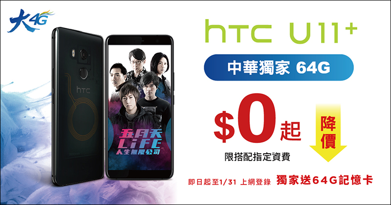 HTC U11+ 新春回饋 降價 3,000 元、再送 64GB 記憶卡 - 電腦王阿達