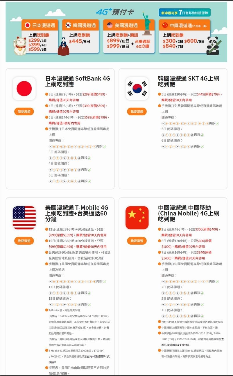台灣大哥大 4G 漫遊預付卡 - 06 台灣大哥大 4G 漫遊預付卡 - 06