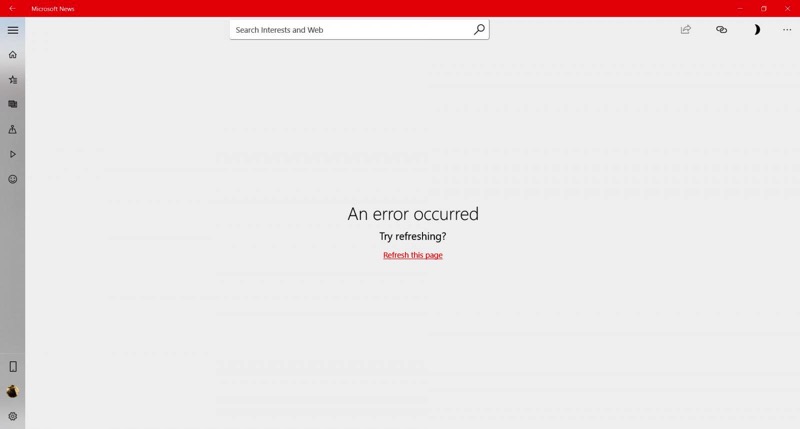 Microsoft news error