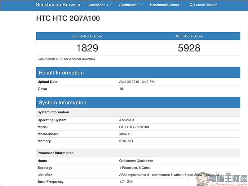 HTC 神秘新機 代號 2Q7A100 通過 NCC 認證，定位中高階、搭載高通 S710 處理器、6GB RAM、18:9 比例螢幕 - 電腦王阿達