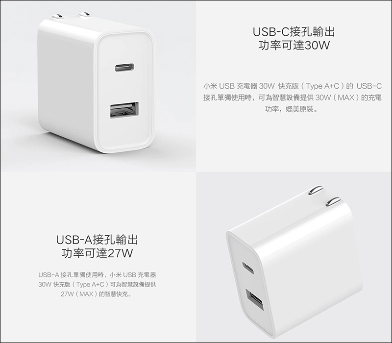 小米 USB 充電器 30W快充版(Type A+C) 在台開賣,只要 275 元即可入手! - 電腦王阿達 小米 USB 充電器 30W快充版(Type A+C) 在台開賣,只要 275 元即可入手! - 電腦王阿達