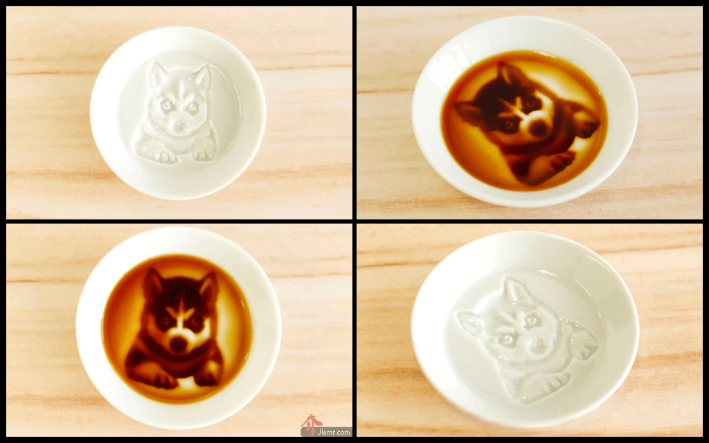日本文創小物會隨著醬油的加入逐漸顯現貓狗圖案的醬料碟子 - 電腦王阿達