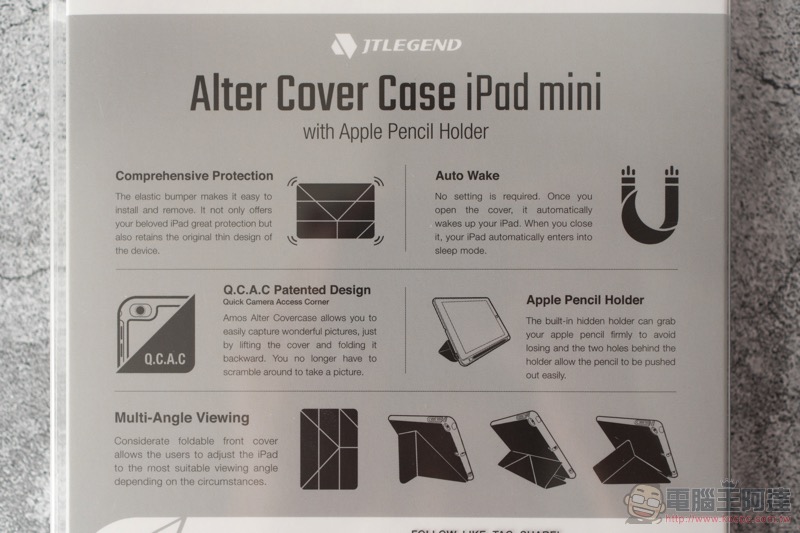 功能與美感兼具， JTLEGEND iPad mini 5 相機快取多角度折疊布紋皮套 開箱 / 評測 / 評價 / 心得 - 電腦王阿達