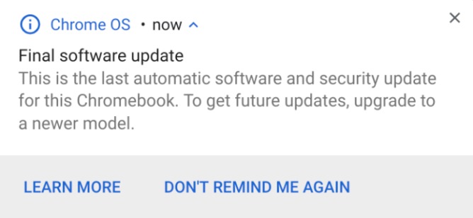 嚇歪,Google 錯推播「 這是最後一版更新 」訊息給 Chrome OS 用戶 - 電腦王阿達 嚇歪,Google 錯推播「 這是最後一版更新 」訊息給 Chrome OS 用戶 - 電腦王阿達