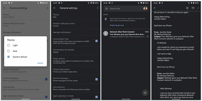 進入 Android 10 的 Gmail app 將帶來 Dark Mode 深色模式 - 電腦王阿達