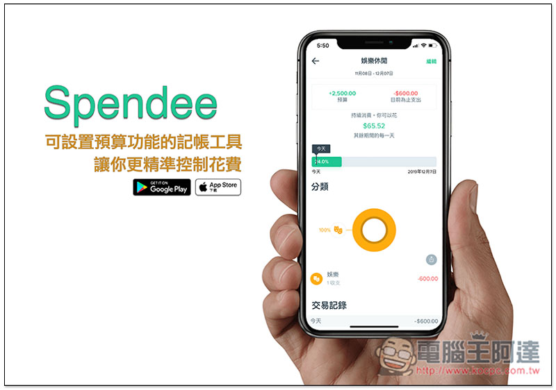 Spendee 提供設置預算功能的記帳工具,讓你更精準控制花費 - 電腦王阿達 Spendee