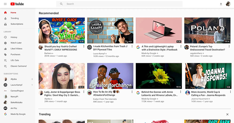YouTube 首頁改版 YouTube 首頁改版