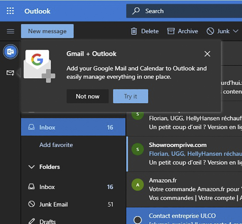Outlook 網頁版整合 Gmail