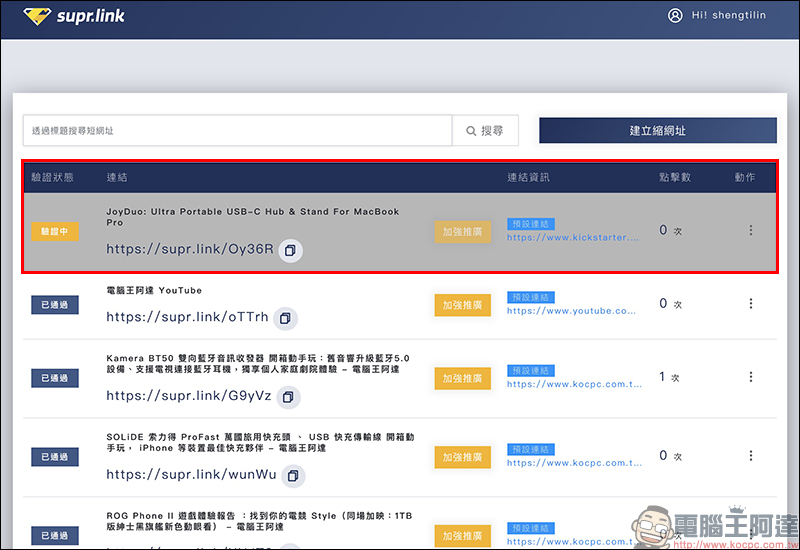 Supr.Link 超級連結 :超簡單、最安全的縮址服務!分析及偵測表現,「加強投放推廣」提升有效點擊及閱覽! - 電腦王阿達 Supr.Link 超級連結 :超簡單、最安全的縮址服務!分析及偵測表現,「加強投放推廣」提升有效點擊及閱覽! - 電腦王阿達