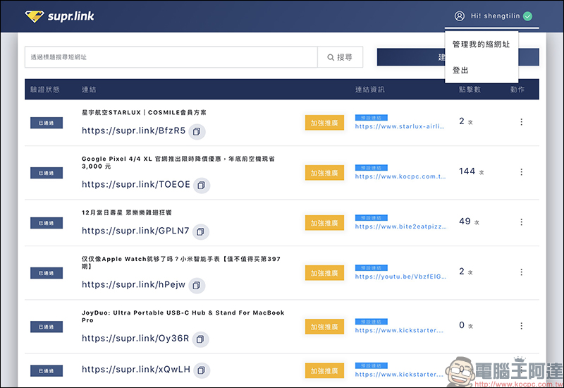 Supr.Link 超級連結 :超簡單、最安全的縮址服務!分析及偵測表現,「加強投放推廣」提升有效點擊及閱覽! - 電腦王阿達 Supr.Link 超級連結 :超簡單、最安全的縮址服務!分析及偵測表現,「加強投放推廣」提升有效點擊及閱覽! - 電腦王阿達