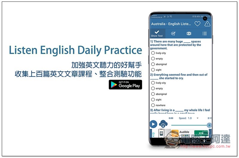 03-Mockup-Galaxy-S10-Front Listen English Daily Practice ,03-Mockup-Galaxy-S10-Front