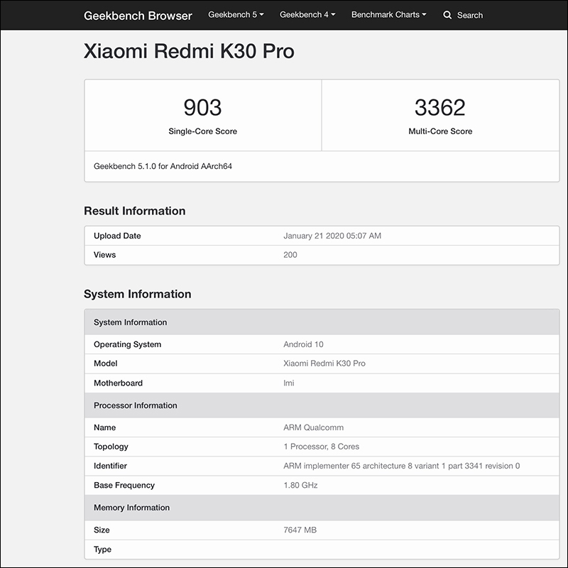 紅米 Redmi K30 Pro 跑分曝光：確定搭載高通 Snapdragon 865 處理器、 8GB RAM - 電腦王阿達