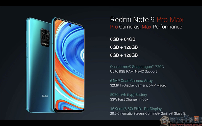 紅米 Redmi Note 9 Pro / Note 9 Pro Max 海外發表:搭載 6.67 吋挖孔全螢幕、33W 有線快充和 5020mAh 超大電量電池 - 電腦王阿達 紅米 Redmi Note 9 Pro / Note 9 Pro Max 海外發表:搭載 6.67 吋挖孔全螢幕、33W 有線快充和 5020mAh 超大電量電池 - 電腦王阿達