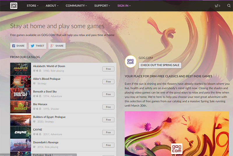 GOG 推出「Stay at home」活動,集結27 款遊戲讓你免費玩 - 電腦王阿達 GOG 推出「Stay at home」活動,集結27 款遊戲讓你免費玩 - 電腦王阿達