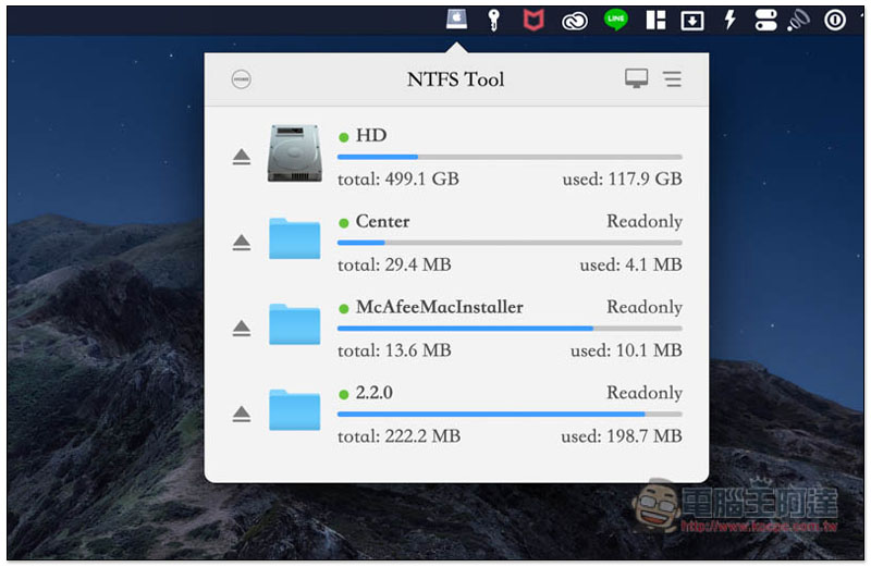 NTFSTool 讓 Mac 也能讀寫 NTFS 格式隨身碟、隨身硬碟的免費工具 - 電腦王阿達 NTFSTool