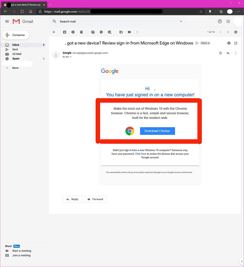 如果你用新版 Edge 瀏覽器登入 Google 帳號，將能收到 Chrome 望你早歸警示信 - 電腦王阿達