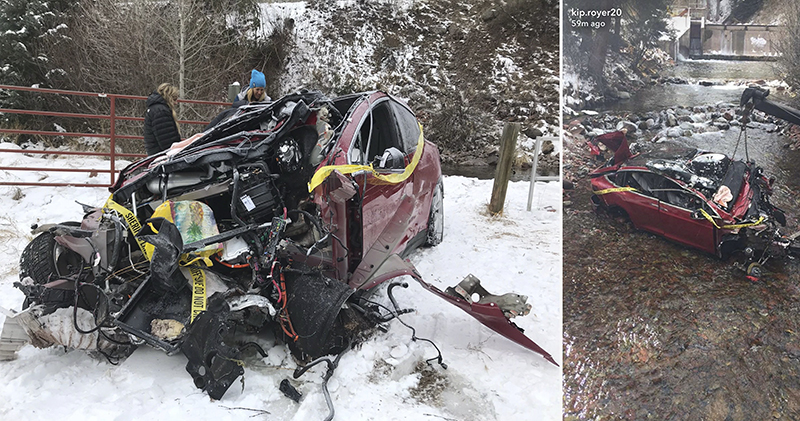 Tesla 摔落 20 英尺溪谷的嚴重車禍 ，車上 5 名成員全部生還 - 電腦王阿達