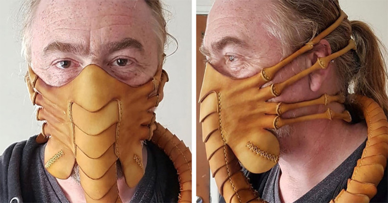 非常防疫，英國工匠手工打造《異形》中 Facehugger 皮革口罩 - 電腦王阿達