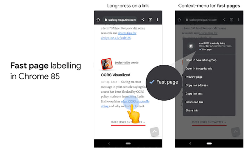 Android 版 Chrome 85 導入「Fast Page」標籤,醒目標示符合 Core Web Vitals 指標的網站 - 電腦王阿達 Android 版 Chrome 85 導入「Fast Page」標籤,醒目標示符合 Core Web Vitals 指標的網站 - 電腦王阿達
