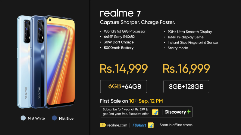 realme 7 | 7 Pro 印度發表：配備 64MP Sony IMX682 四鏡頭主相機、最高支持 65W 超級閃充 - 電腦王阿達