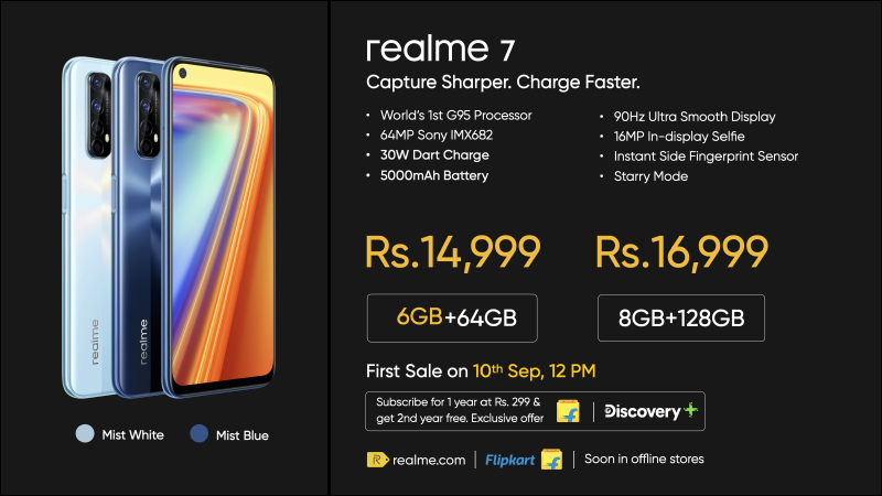 realme 7 | 7 Pro 印度發表:配備 64MP Sony IMX682 四鏡頭主相機、最高支持 65W 超級閃充 - 電腦王阿達 realme 7 | 7 Pro 印度發表:配備 64MP Sony IMX682 四鏡頭主相機、最高支持 65W 超級閃充 - 電腦王阿達