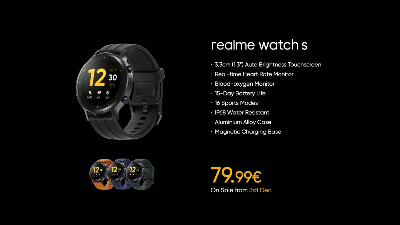 realme Watch S 海外發表:1.3 吋圓形錶盤螢幕、支持血氧與心率監測、IP68 防水與 15 天超長續航 - 電腦王阿達 realme Watch S 海外發表:1.3 吋圓形錶盤螢幕、支持血氧與心率監測、IP68 防水與 15 天超長續航 - 電腦王阿達
