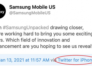 好尷尬！Samsung 官方被發現用 iPhone 發推特來宣傳 Unpacked 發表會活動 - 電腦王阿達