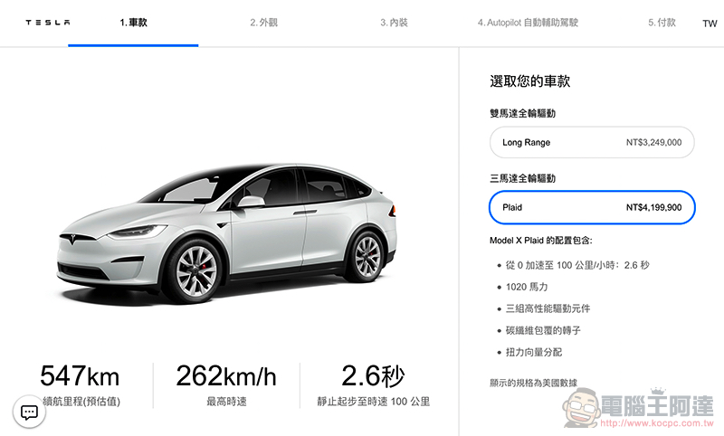續航超過 840 公里的特斯拉新款 Model S 與 X 來了，內裝大升級台灣售價看這裡 - 電腦王阿達