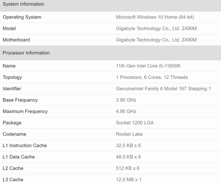 Intel-Core-i5-11600K-Geekbench-Specifications-768x640 Intel-Core-i5-11600K-Geekbench-Specifications-768x640