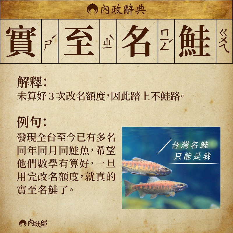 「實至名鮭」!內政部提醒大家《姓名條例》規定改名原則最多三次 - 電腦王阿達 「實至名鮭」!內政部提醒大家《姓名條例》規定改名原則最多三次 - 電腦王阿達